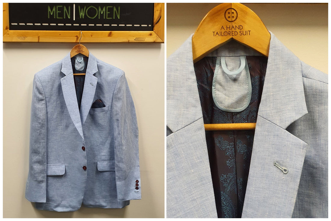One New Linen Blue Jacket, All Fitted Online! - A Hand Tailored Suit