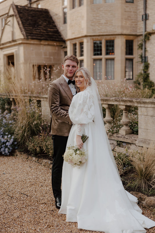 A Stylish Tale: Crafting Bespoke Wedding Attire for Dan and Jessica's Unforgettable Day