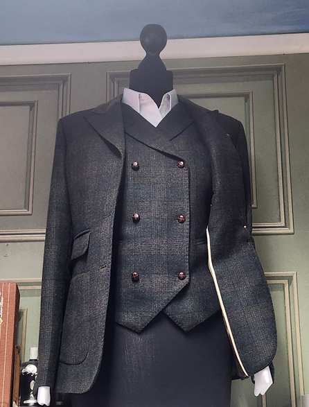 Women's Italian Green/Navy Tweed Three Piece Suit