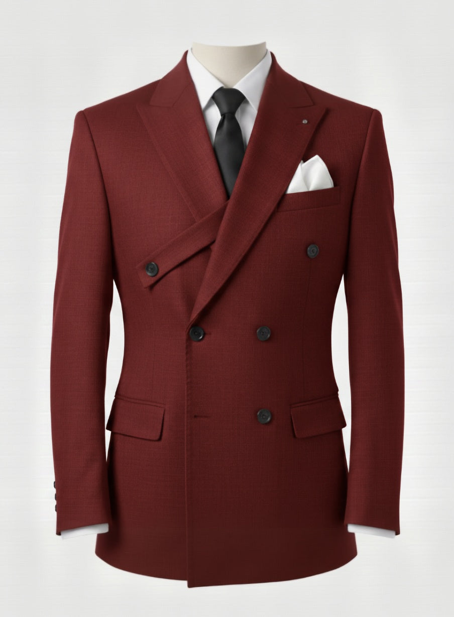 2pc Red Double Breasted Tuxedo Jacket and Black Formal Trousers / Italian Pure Wool Super