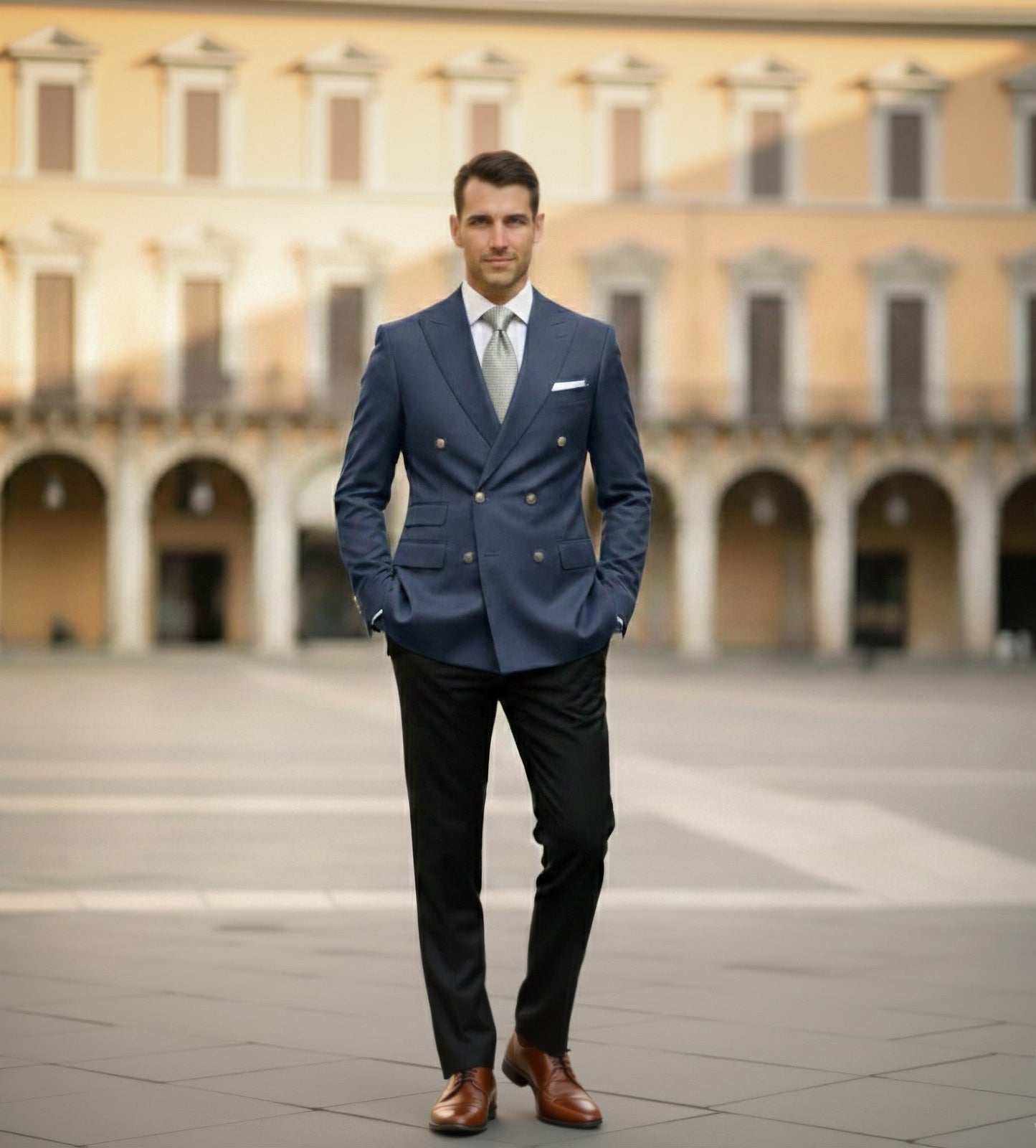 Mens Bespoke Necktie AD-1 Ivory Stripe