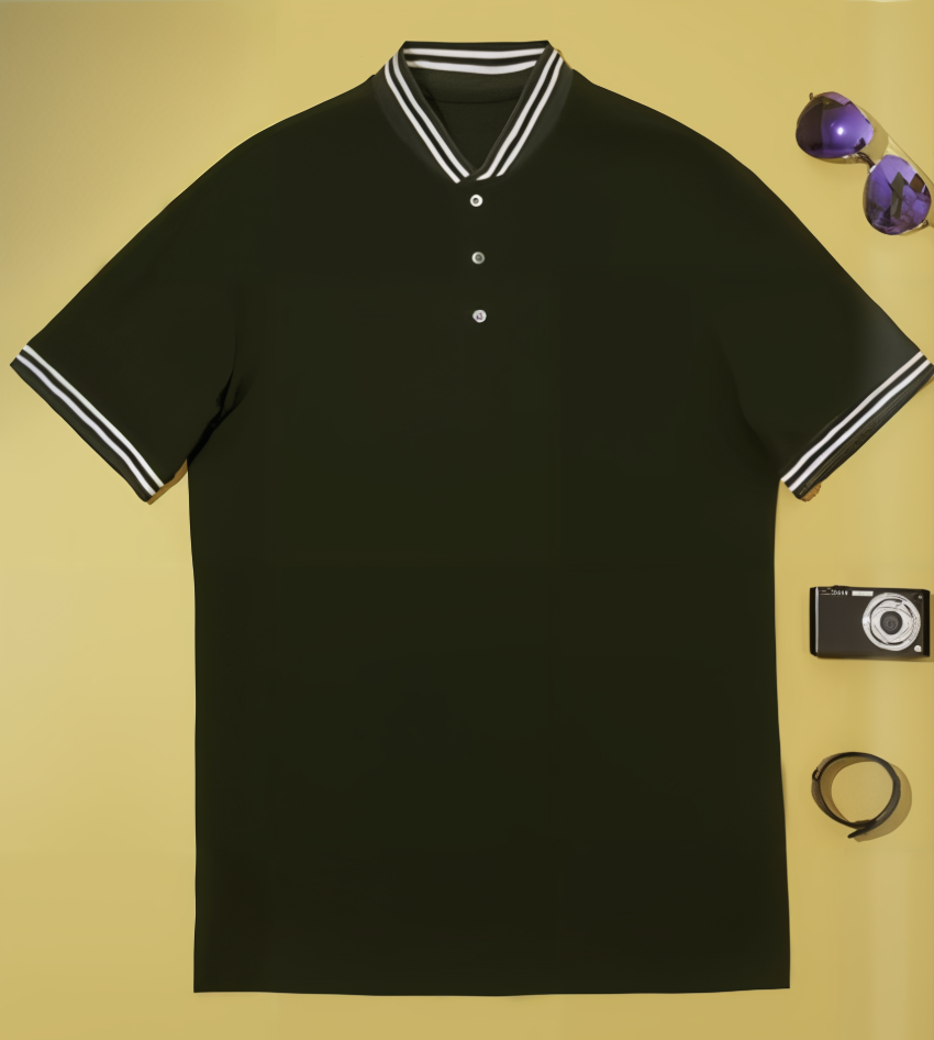 Black/White Detail / Bespoke Cotton Short Sleeved Polo Shirt