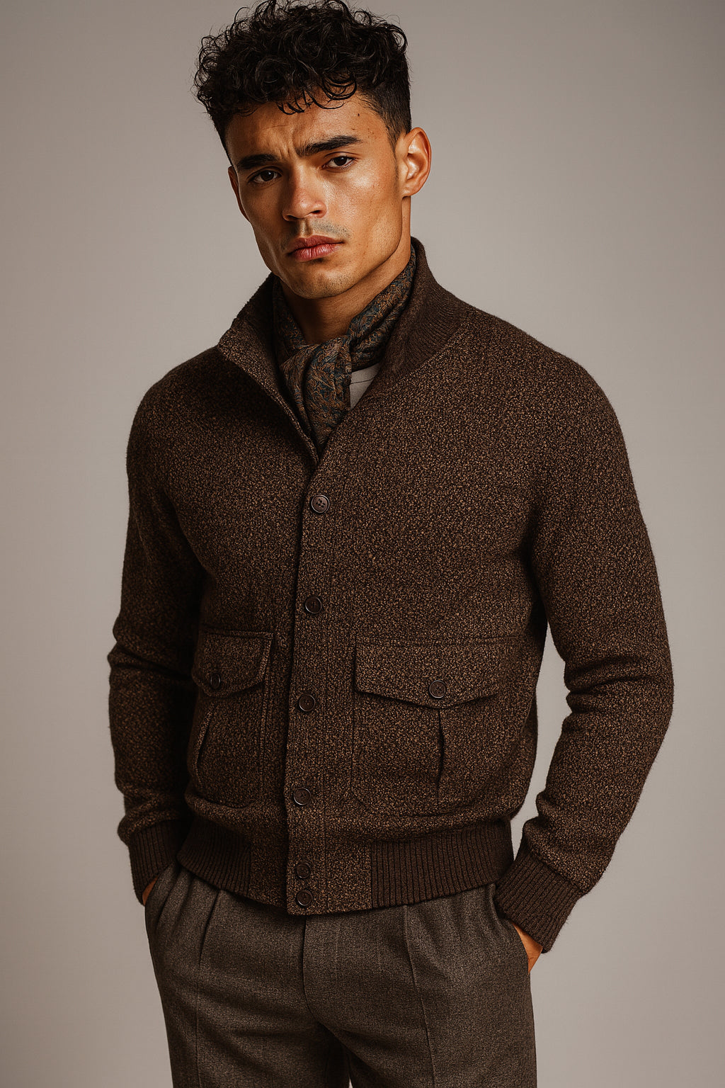 Brown/ Check Casual Jacket / Brown Trousers Style No DZZ0006-DNN0009