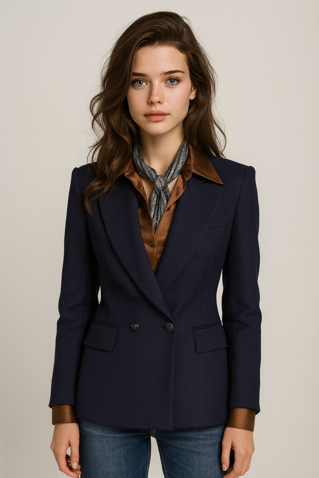 French Blue Wool/ Blend Two Piece Women's Double Breasted Suit / Style No DBT6741