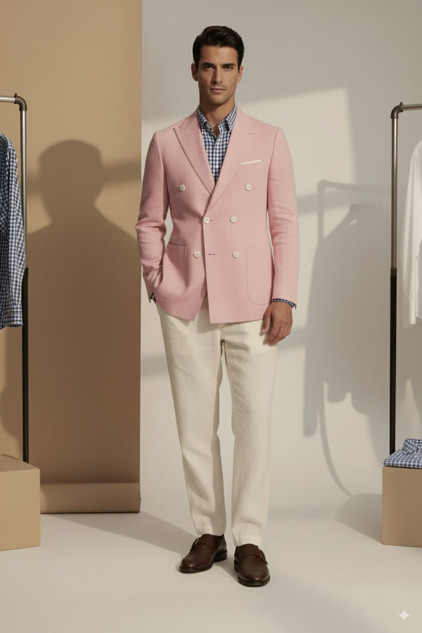 Soft Casual / Linen Single Breasted Pink Jacket Style No DJJ0045