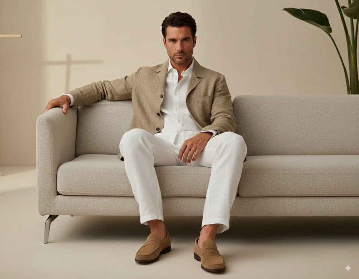 Soft Casual / Linen Single Breasted Tan Jacket Style No DJJ0110