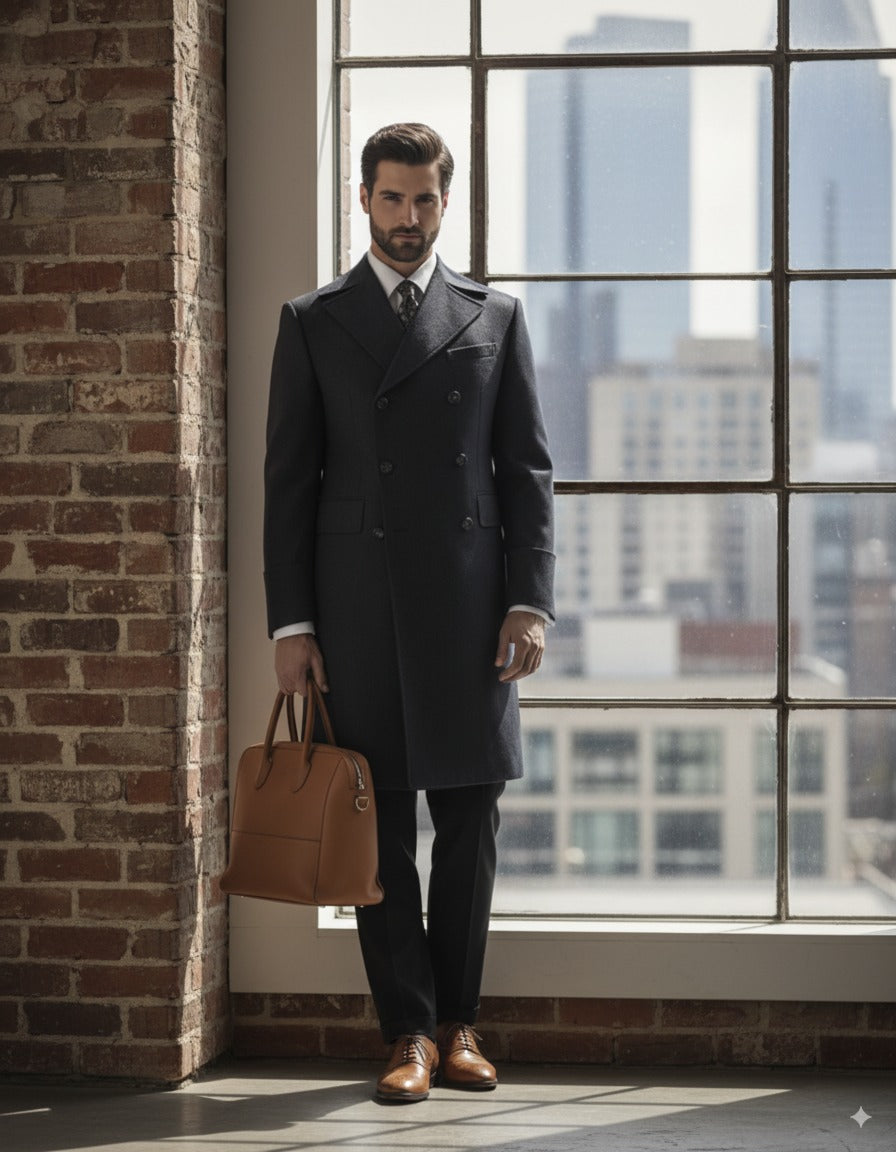 Navy Double Breasted Overcoat Style (DB3+3) E60241/520