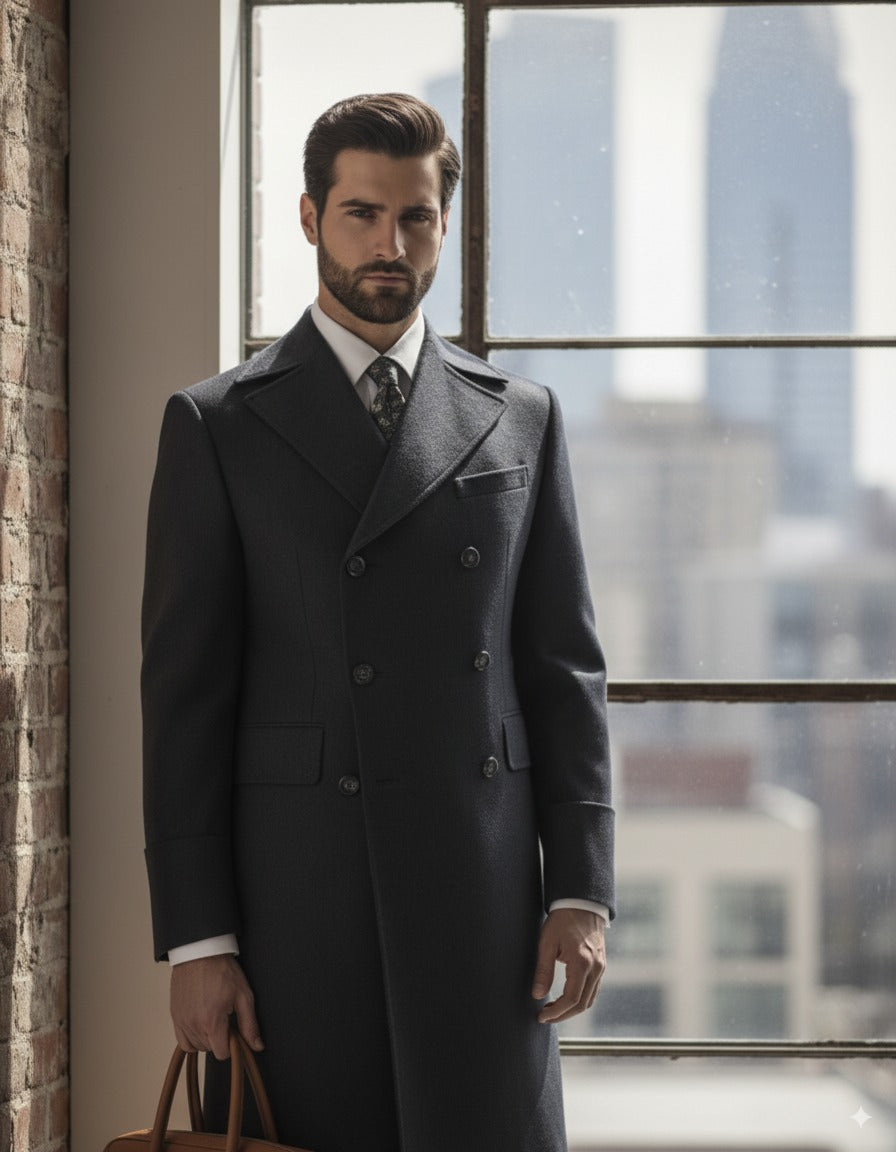 Navy Double Breasted Overcoat Style (DB3+3) E60241/520
