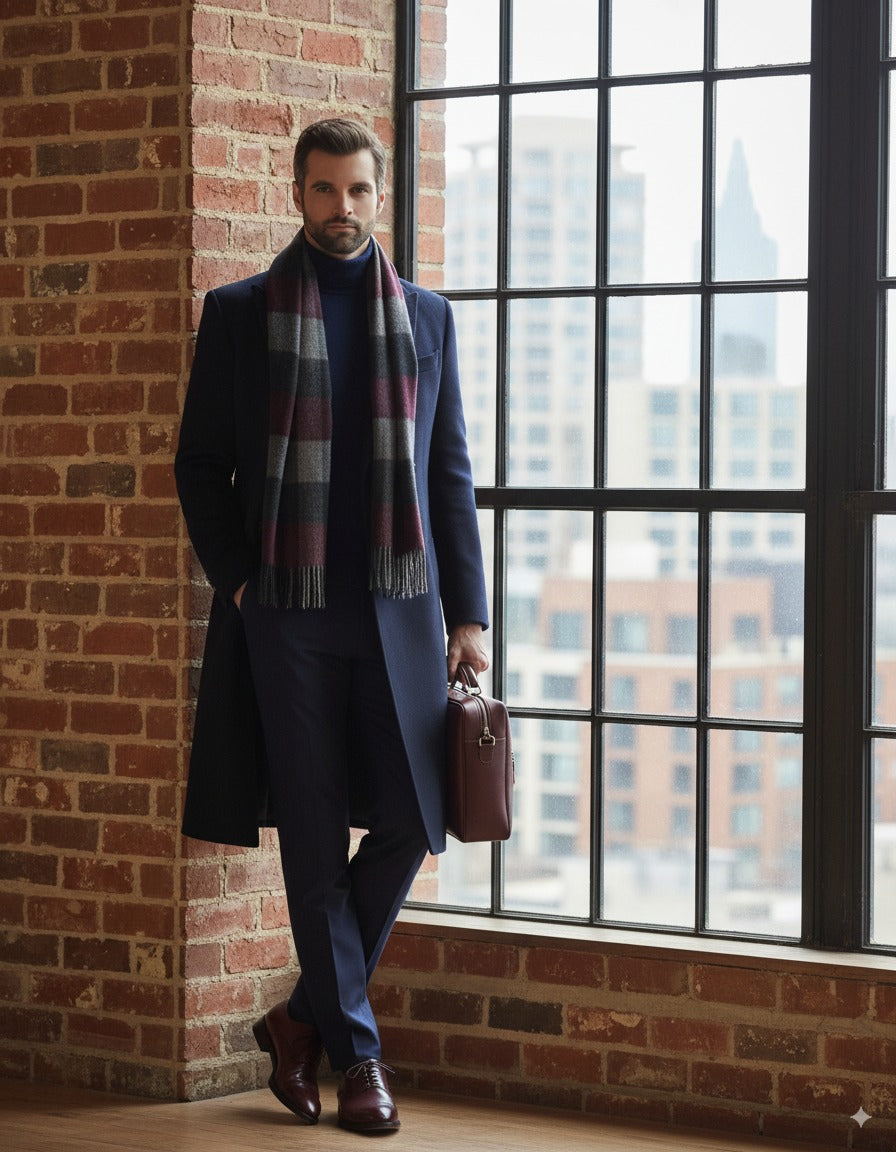 Navy Wool/ Cashmere Double Breasted Overcoat Style (DB2+2) E60245/500