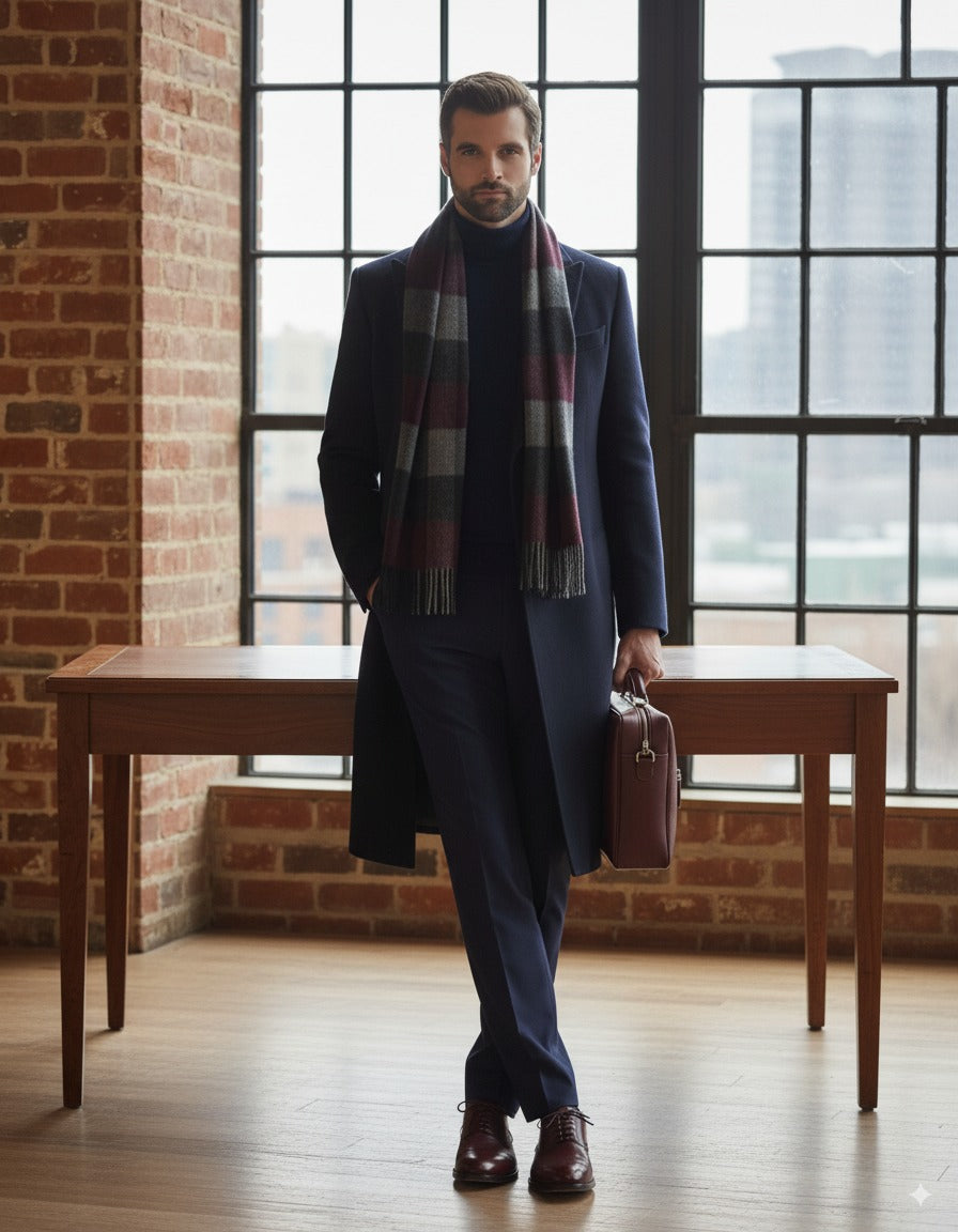 Navy Wool/ Cashmere Double Breasted Overcoat Style (DB2+2) E60245/500