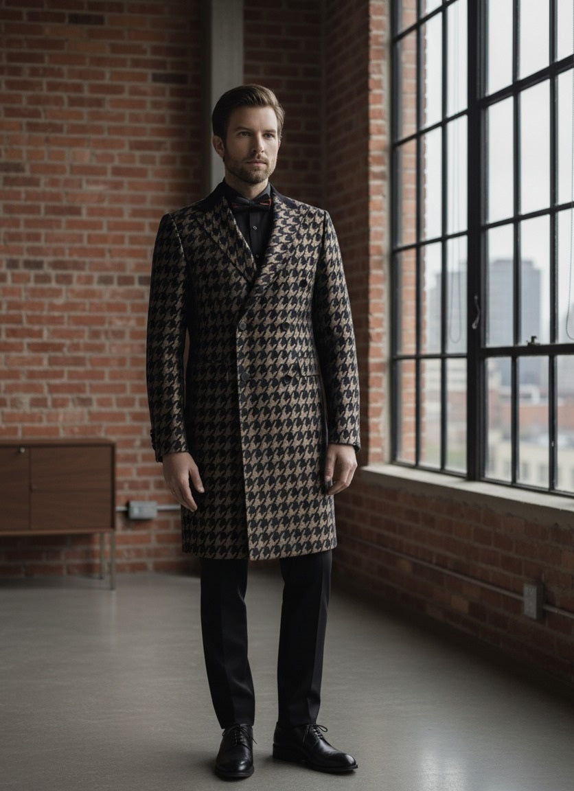 Tuxedo Coat Gold and Black Long Jacket / Style Number J39136/200