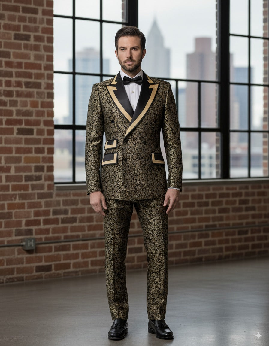 Tuxedo Gold and Black Jacquard Jacket, Style Number J39122/200