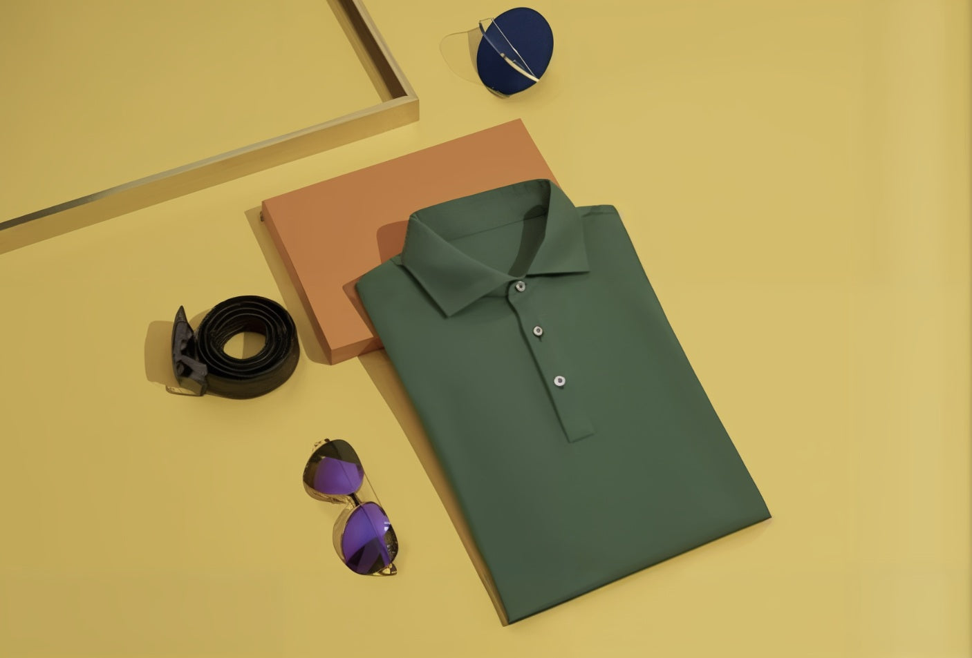 Green Bespoke Cotton Short Sleeved Polo Shirt/ 100% Cotton