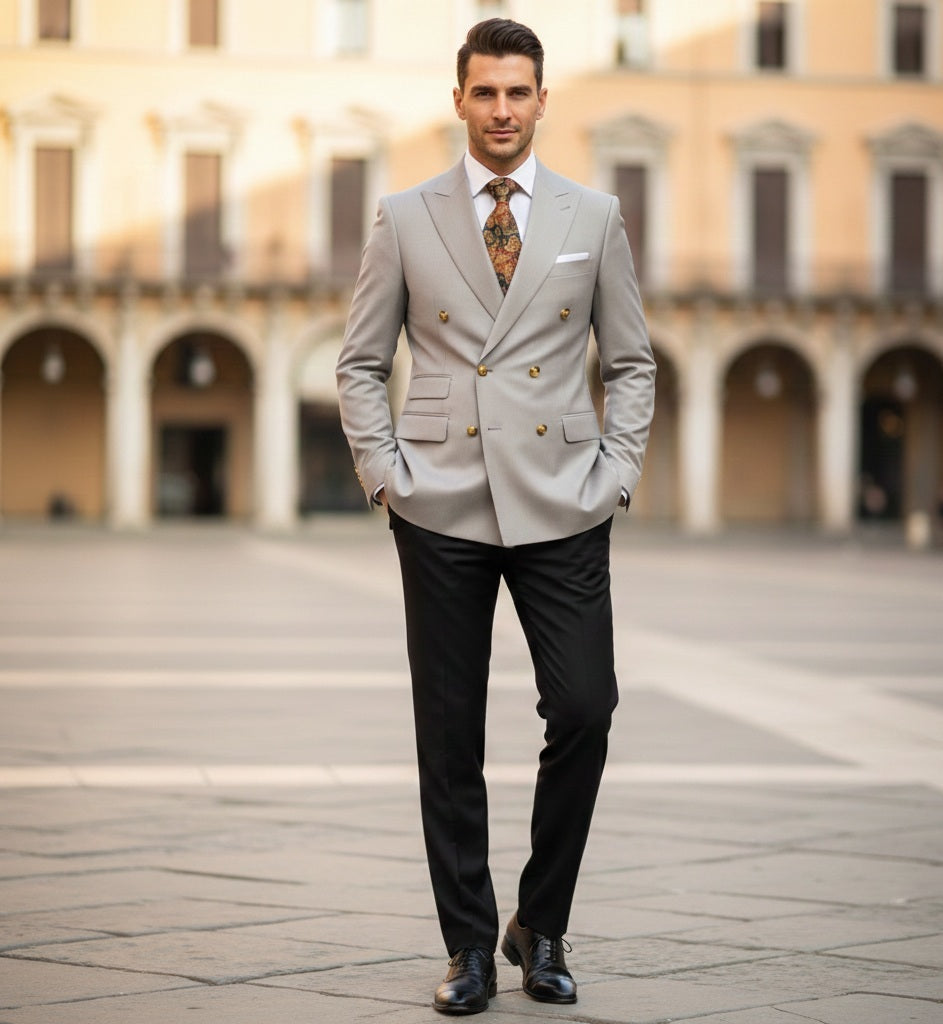 Mens Bespoke Necktie FL-25 Green and Orange Floral