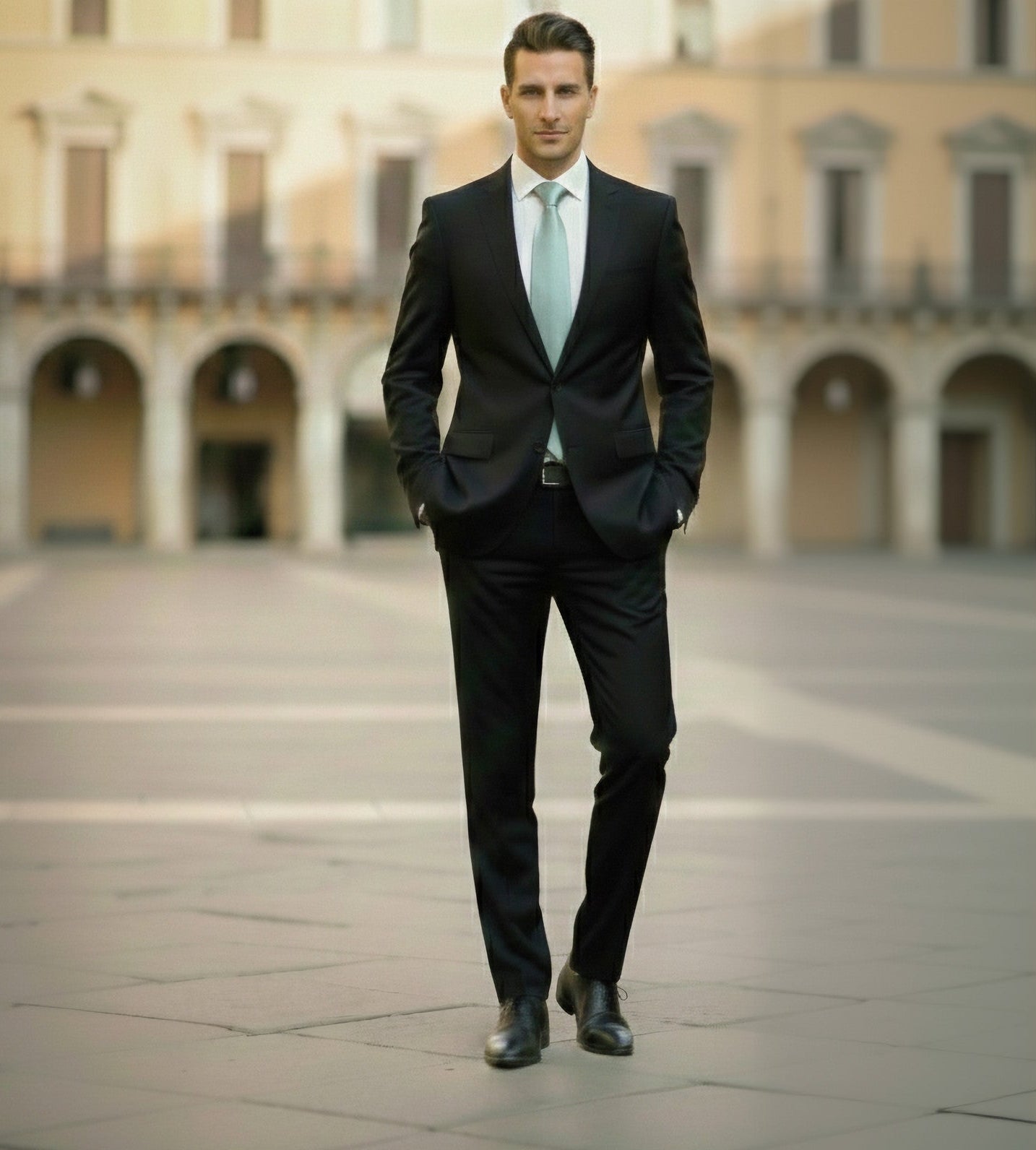 Mens Bespoke Necktie S-102 Duck Egg