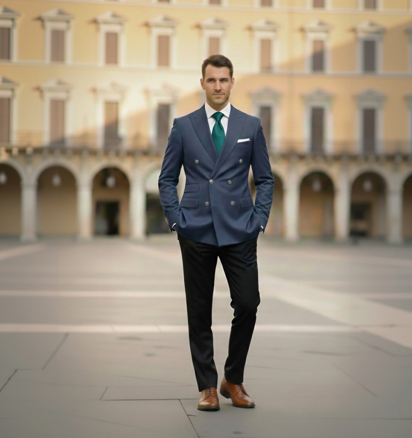 Mens Bespoke Necktie S-123 Teal