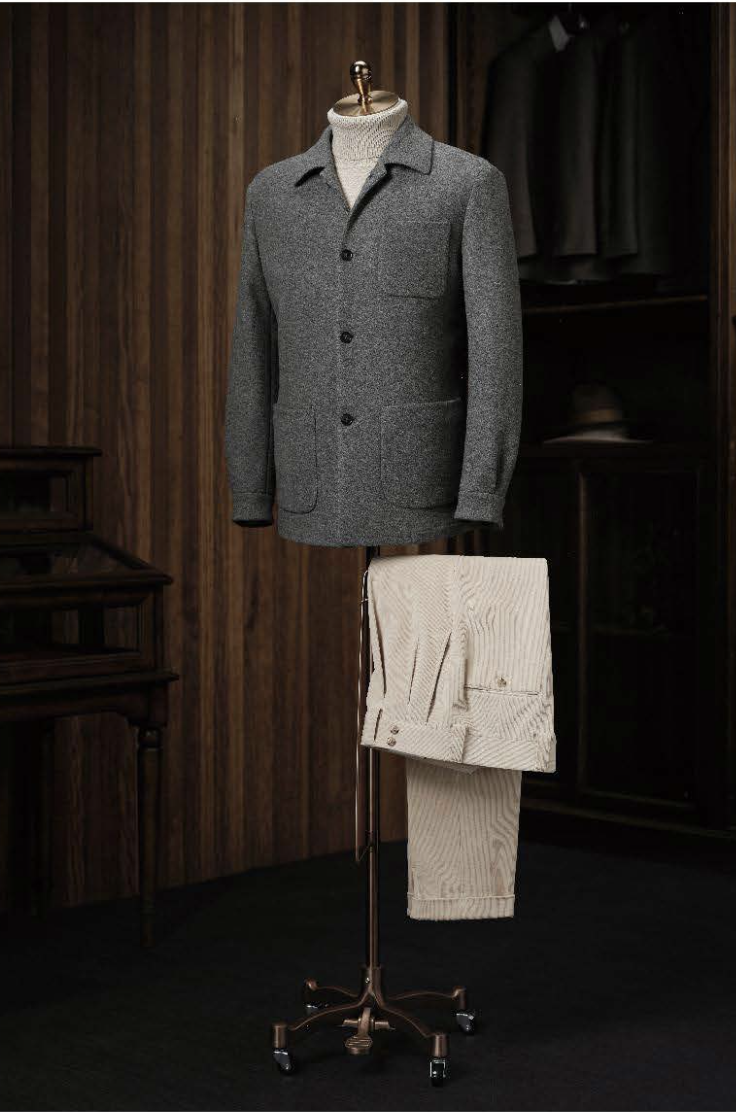 Mid Grey Casual Jacket and Stone Cord Trousers Style