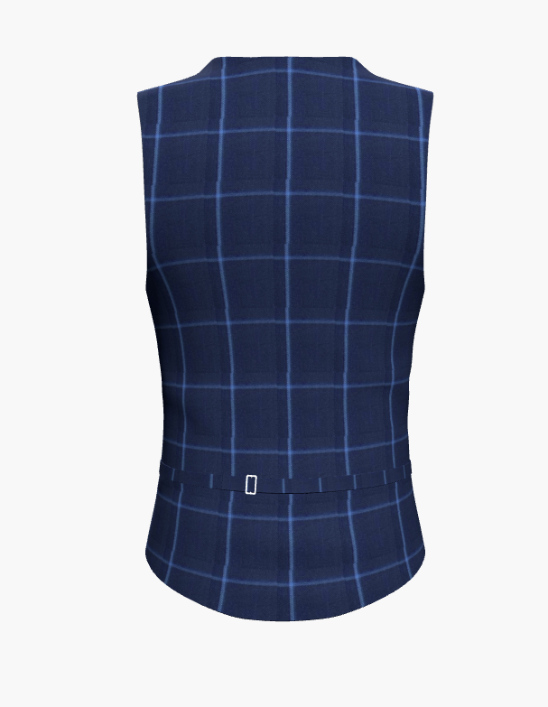 Waistcoat Blue Check Super 110'S / Style No WL2335116