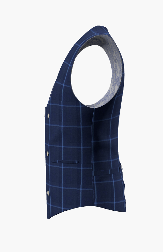 Waistcoat Blue Check Super 110'S / Style No WL2335116