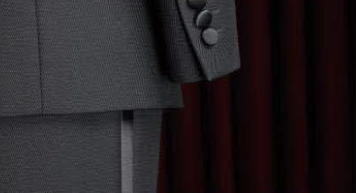 Black Wool Twill / Blend Two Piece Women's Evening Suit / Style No DBT6742
