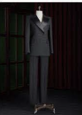 Black Wool Twill / Blend Three Piece Women's Evening Suit / Style No DBT6735