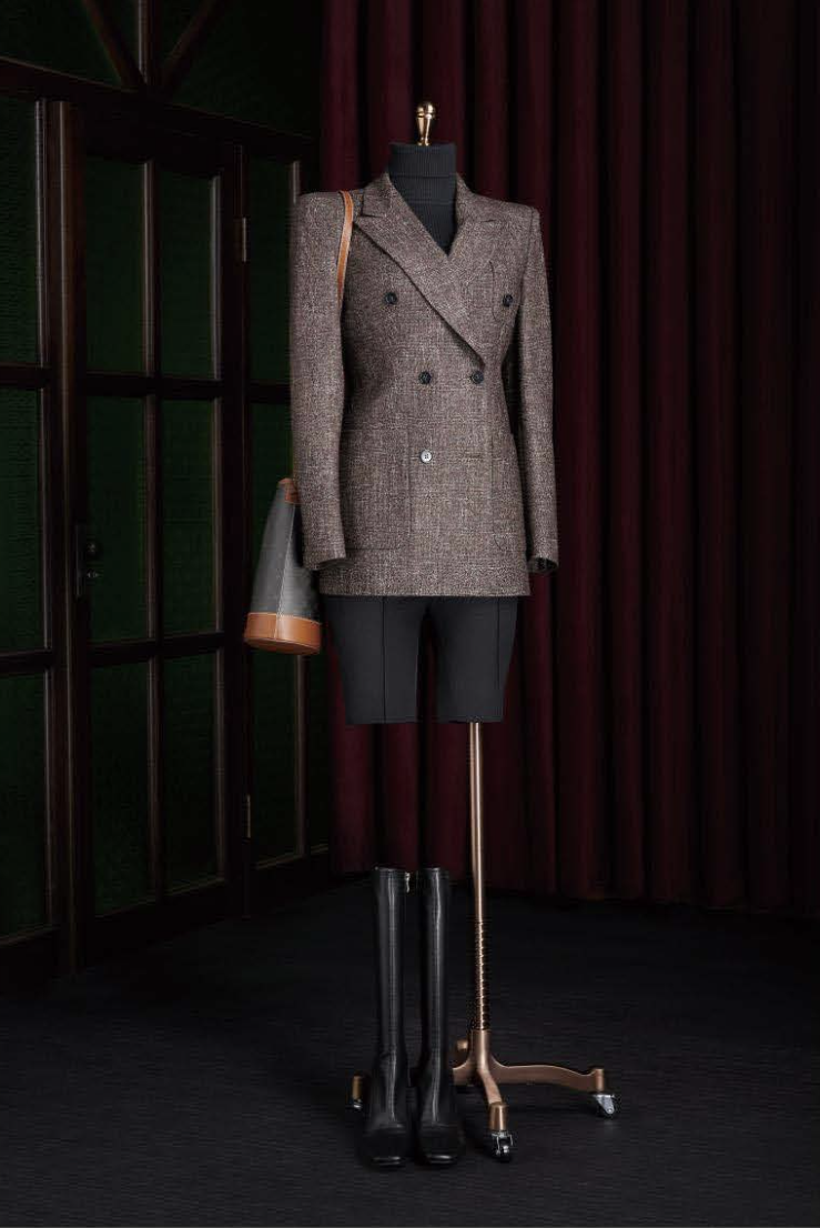 Black-Brown Women's Check Wool/Silk Blend Jacket / Style No DBT6758