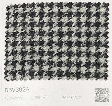 Black-White Large Houndstooth Check And Black Twill Women's Trousers / Style No DBV392A