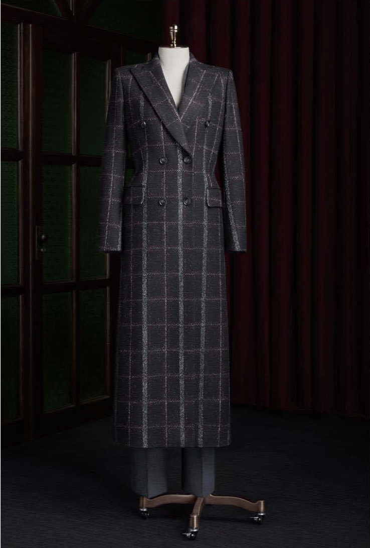 Black/Purple Check Wool / Blend Women's Evening Coat / Style No DBU9091