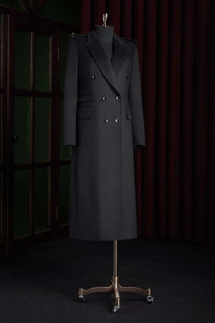 Black Wool Double Breasted /Women's Evening Coat / Style No DBU9078