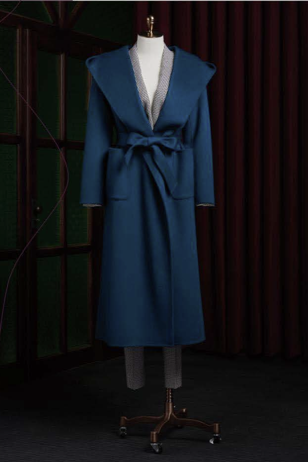 Royal Blue Wool-Cashmere Single Breasted /Women's Evening Coat / Style No DBU9086