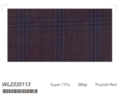 Women's Purplish Red Check Single Breasted / Two Piece Suit Italian Pure Wool Super 110'S
