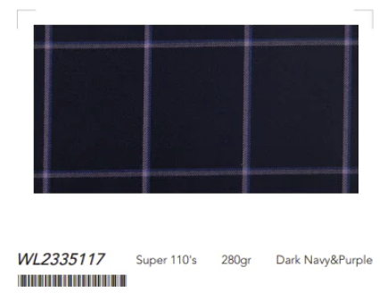Women's Dark Navy/ Purple Check Single Breasted / Two Piece Suit Italian Pure Wool Super 110'S