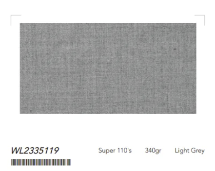 Women's Light Grey Single Breasted / Two Piece Suit Italian Pure Wool Super 110'S