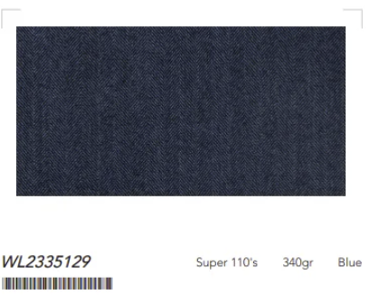 Women's Blue Herringbone Single Breasted / Two Piece Suit Italian Pure Wool Super 110'S