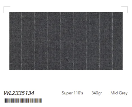 Women's Mid Grey Pinstripe Single Breasted / Two Piece Suit Italian Pure Wool Super 110'S