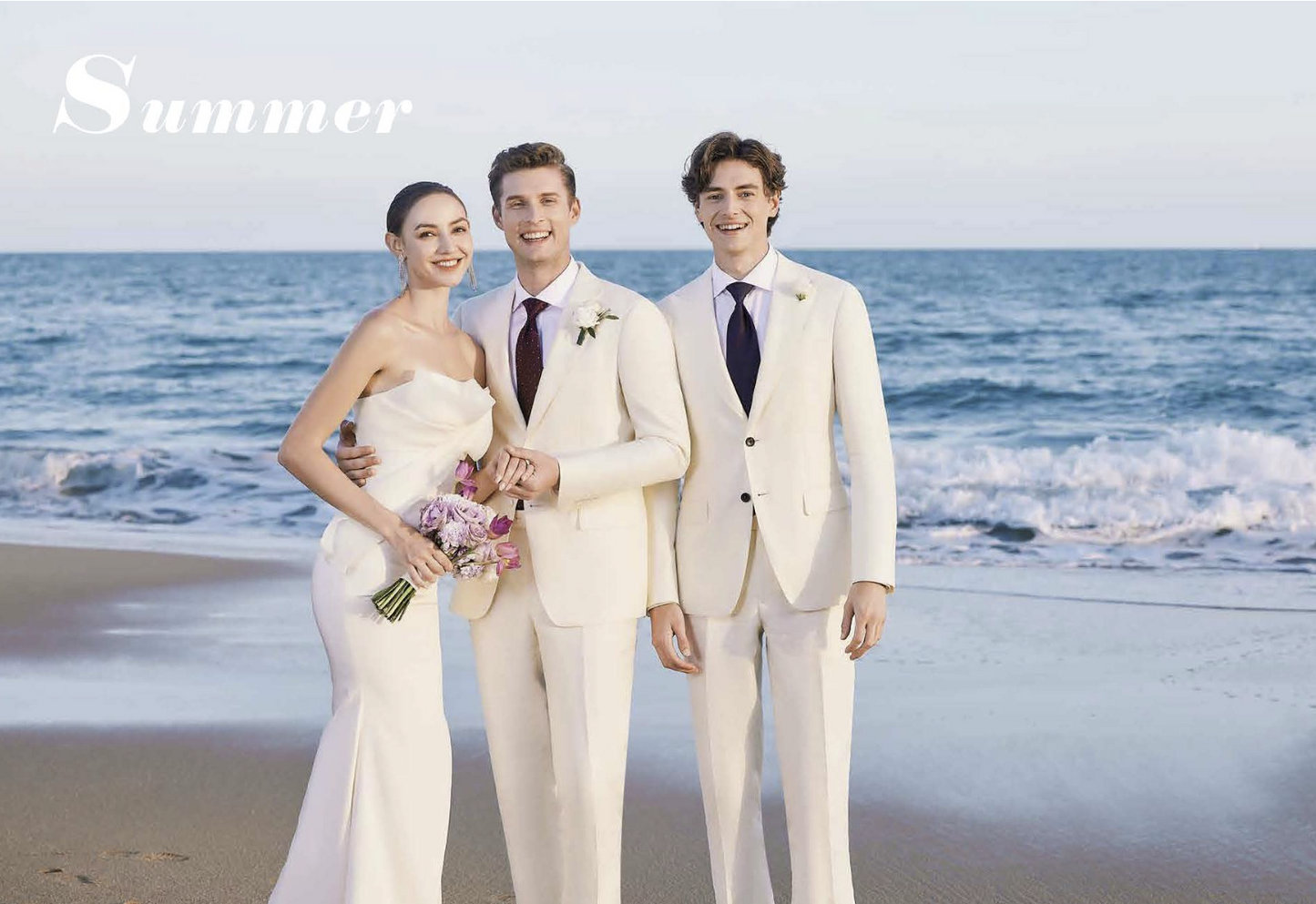 Ivory Linen Single Breasted Two Piece Italian Suit / Style No A52024063