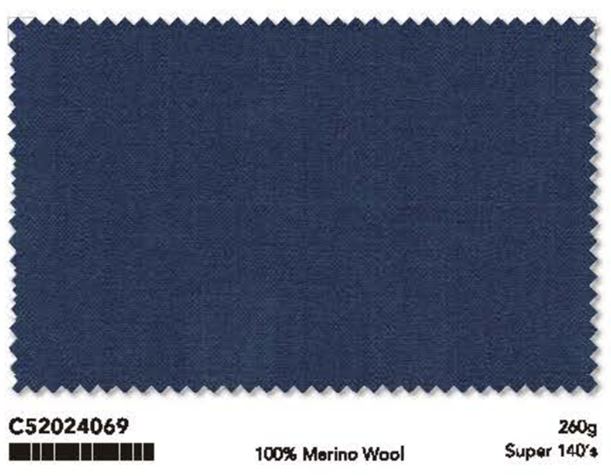 Navy Herringbone Single Breasted Two Piece Suit Italian Merino Wool / Style No C52024069