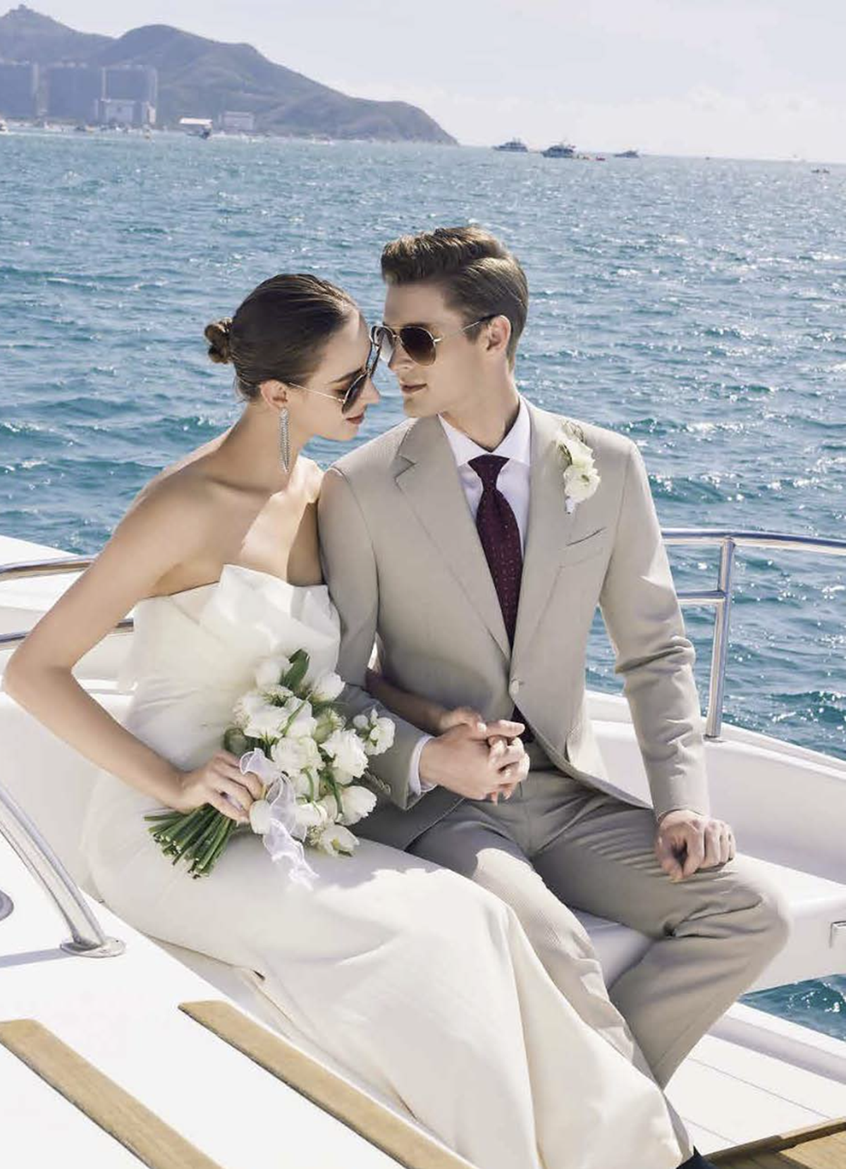 Beige Textured Single Breasted Two Piece Suit Italian Merino Wool / Style No A52024064