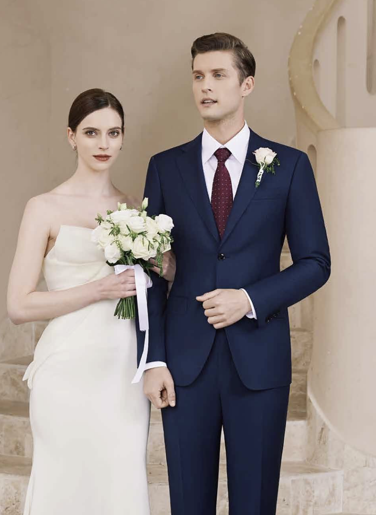 Navy Check Single Breasted Two Piece Suit Italian Merino Wool / Style No C52024095