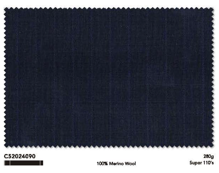 Navy Satin Stripe Single Breasted Three Piece Suit Italian Merino Wool / Style No C52024090
