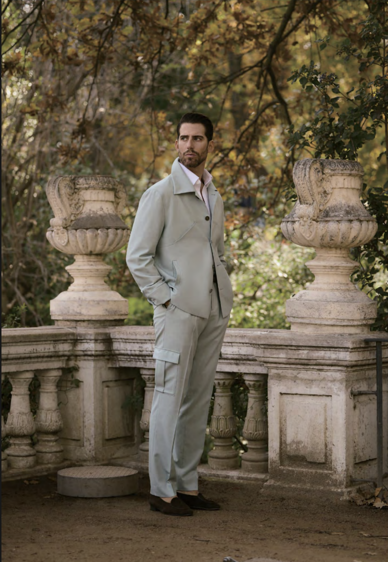 Italian Sage /Wool Stretch Two Piece Suit/ Weft Stretch / Wrinkle Resistant