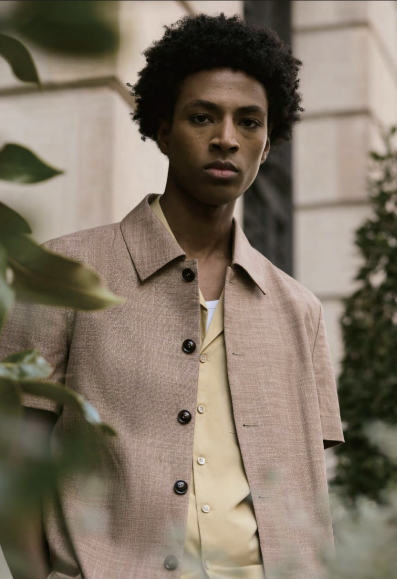 Italian Sand Colour Bamboo/Spandex/Silk/Wool Short Sleeved Jacket