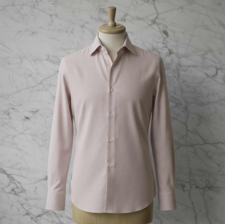 Soft Pink Textured Cotton/Stretch Shirt Style No: 753-6