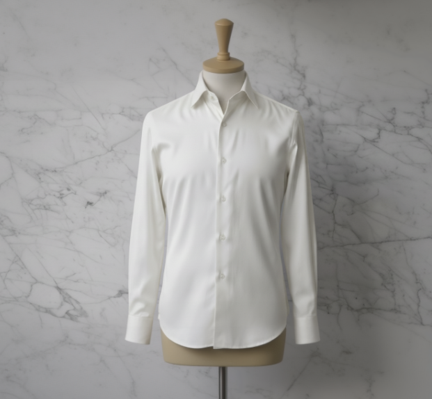 White Textured Cotton/Stretch Shirt Style No: APK1003-2