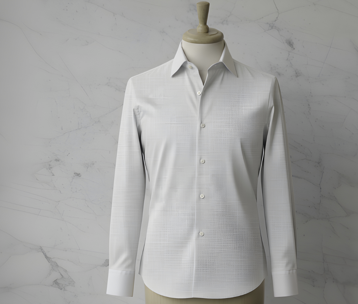 White Cotton/Texture Stretch Style White Collar and Cuffs No: AE1010-2