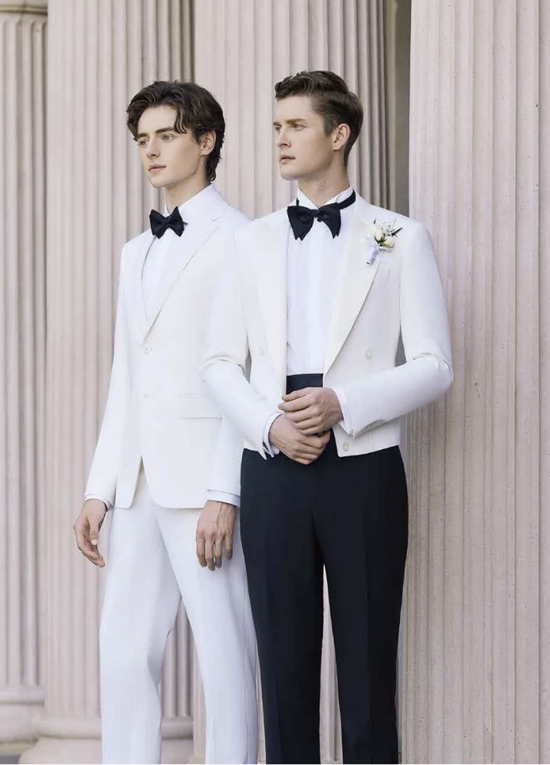 White Evening Jacket /Plus Black Evening Trousers Suit Italian Style No B52024008