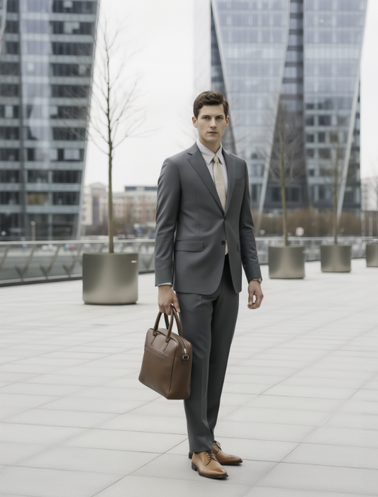Greyish Green Single Breasted / Two Piece Suit Italian Pure Wool Super 110'S