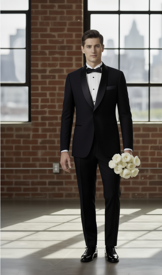 English Pure Wool Black Evening Suit Super 110's Two Piece Suit