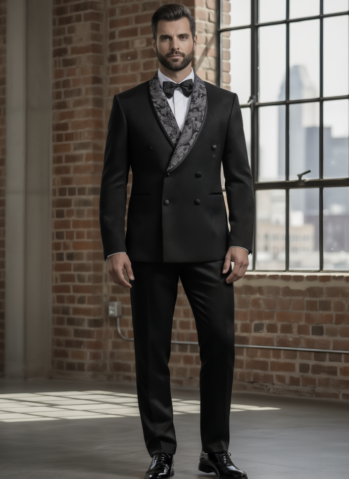 Tuxedo Black Textured Jacquard Jacket / Style Number J39160/200