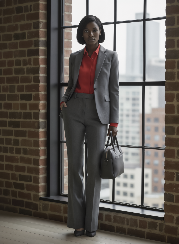 Women's Greyish Green Single Breasted / Two Piece Suit Italian Pure Wool Super 110'S